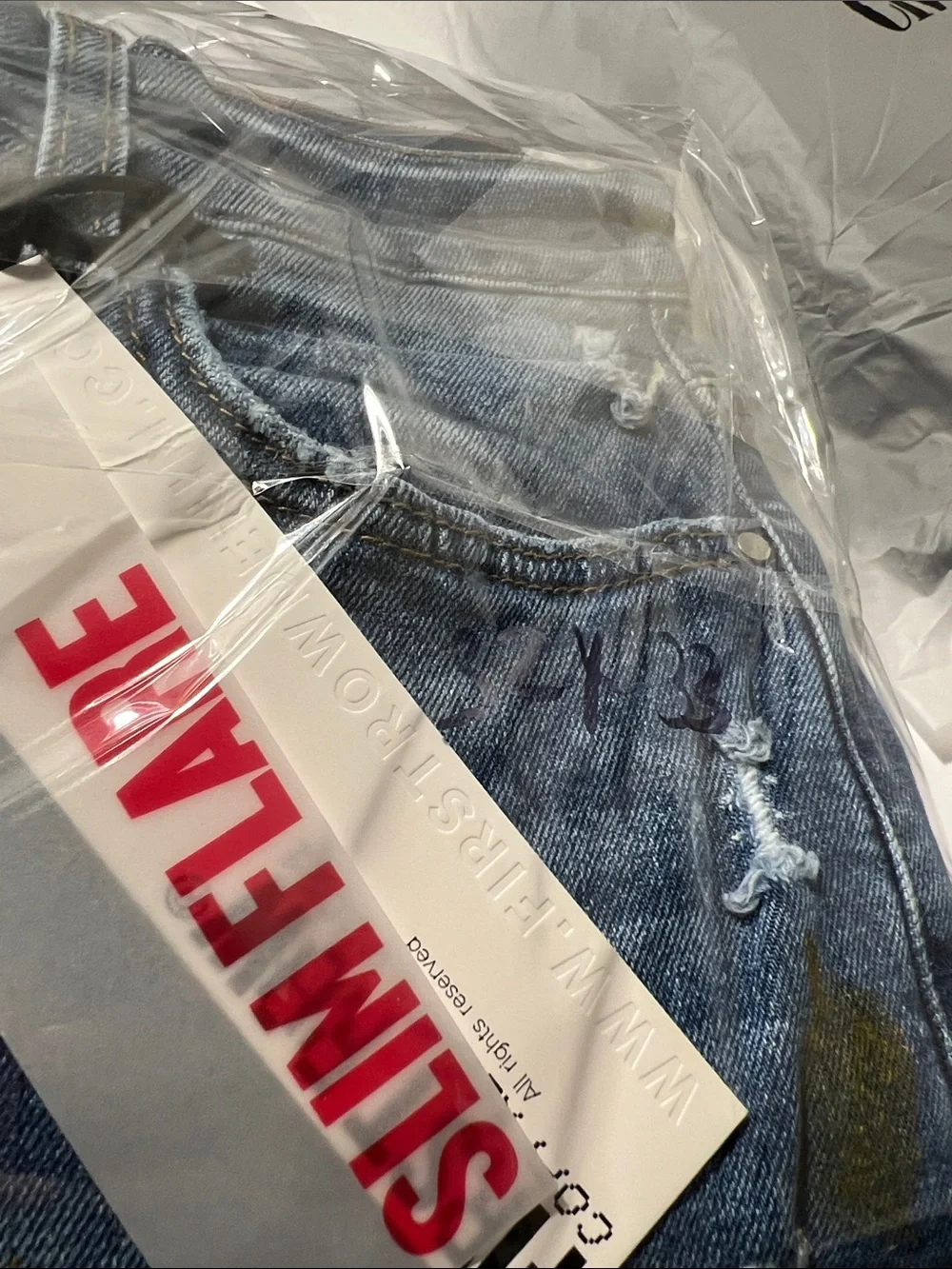 First Row Men's slim Flare distressed paint Jeans Blue Denim American Flag 32X33